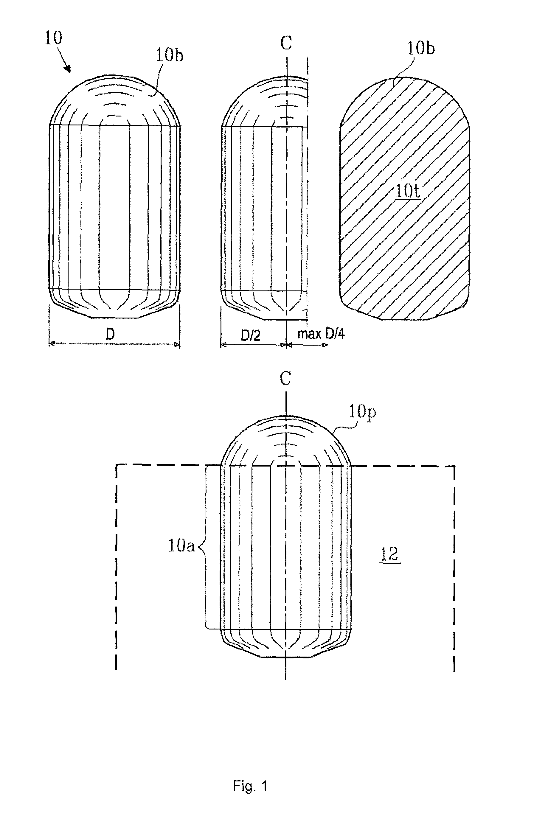 Drill bit for a rock drilling tool with increased toughness and method for increasing the toughness of such drill bits