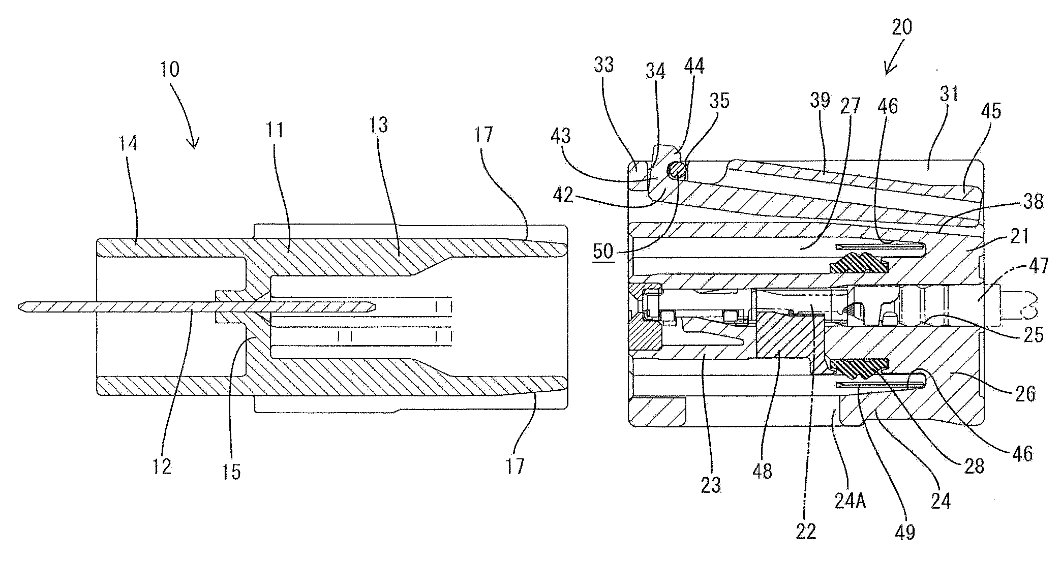 Connector device and locking structure