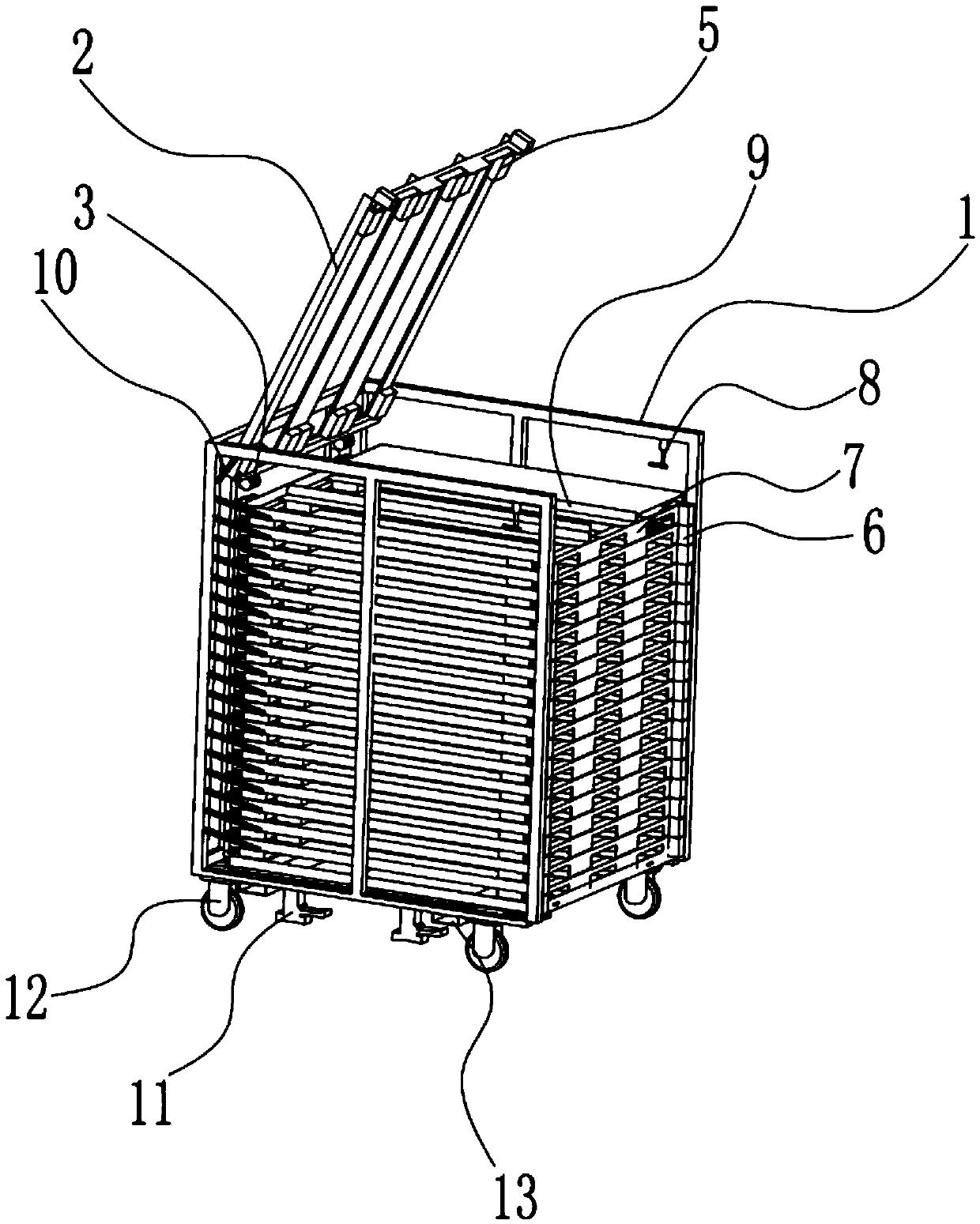 Side plate circulation trolley for plastic-sprayed metal plates