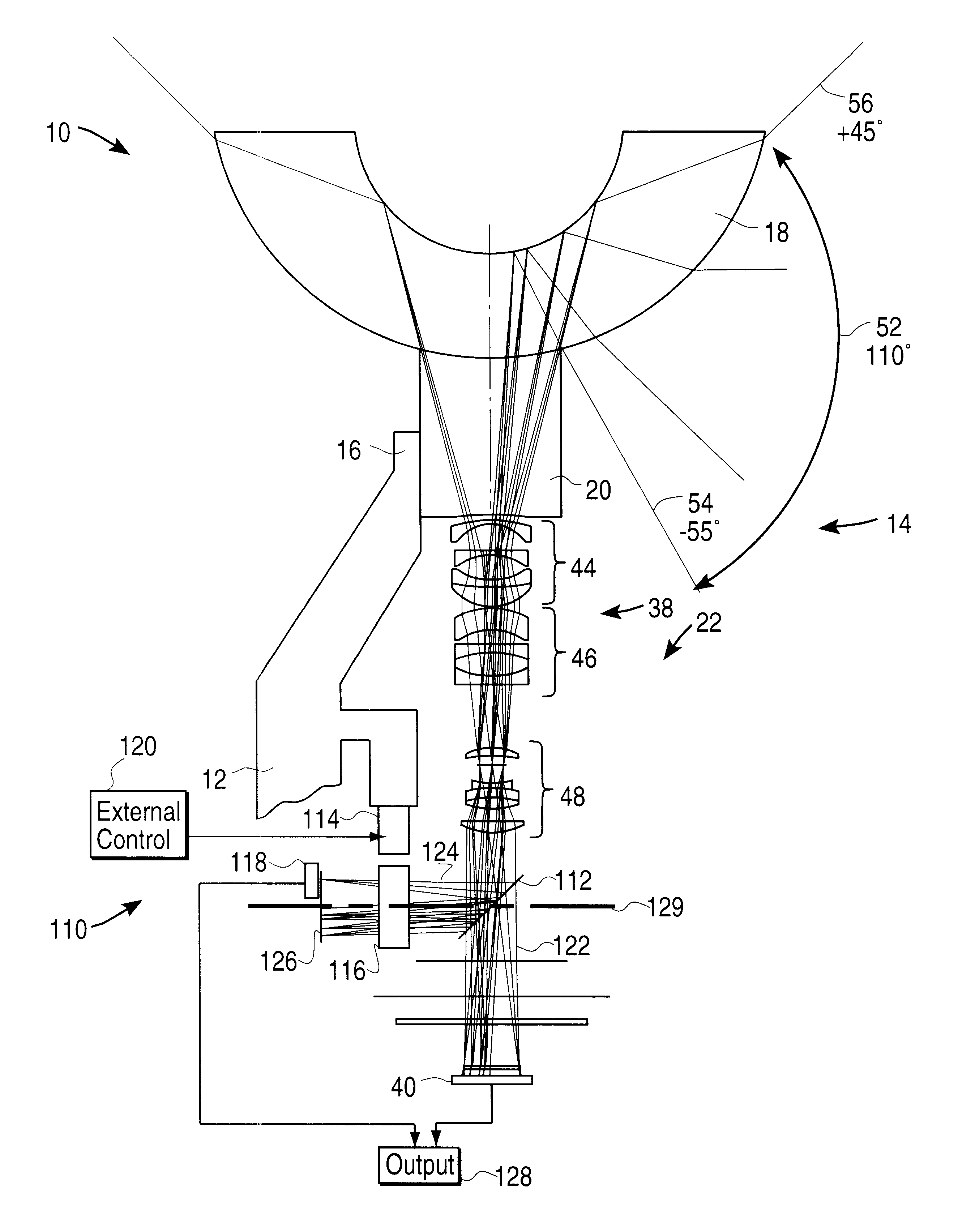 Imaging arrangement which allows for capturing an image of a view at different resolutions