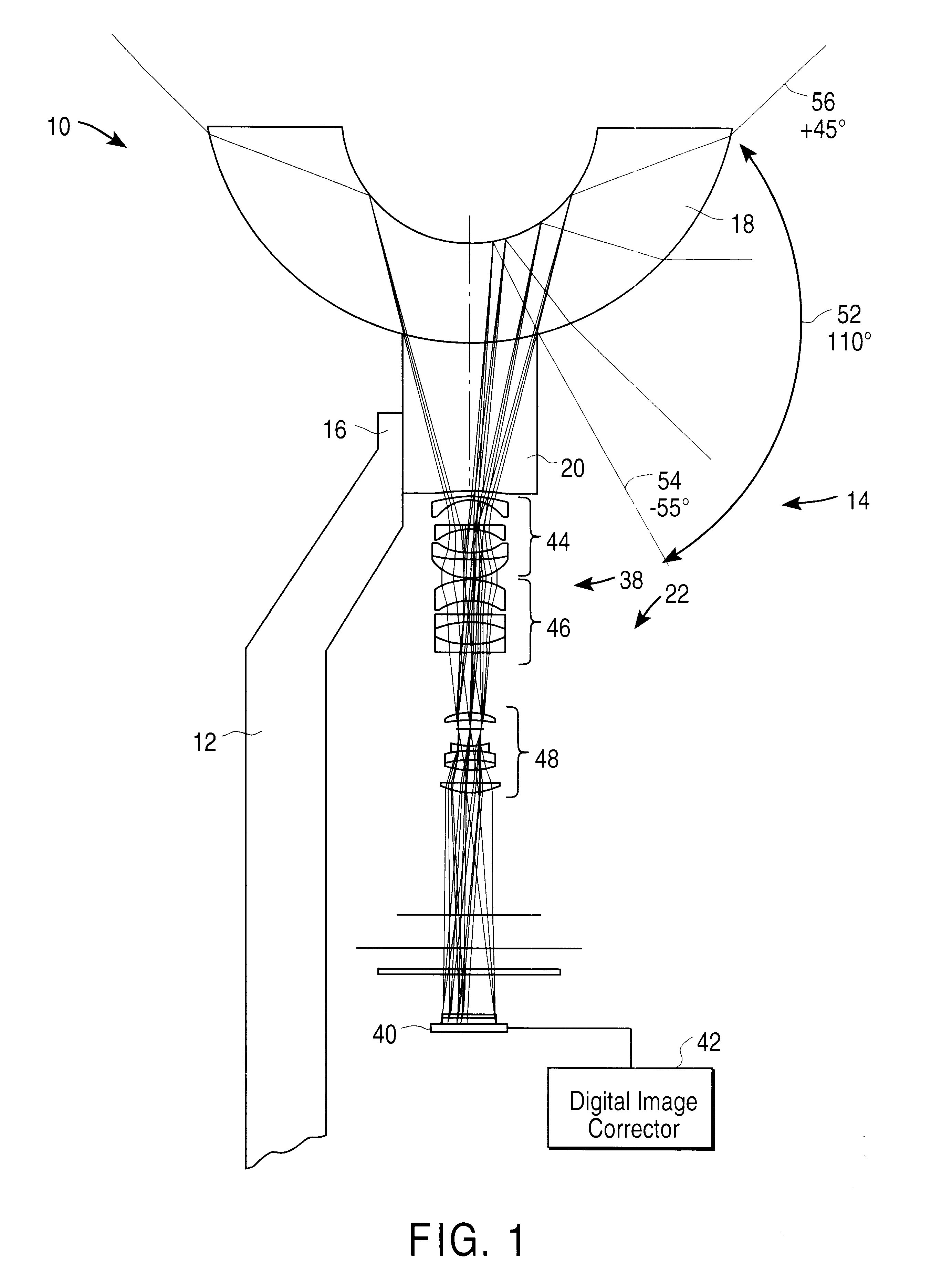 Imaging arrangement which allows for capturing an image of a view at different resolutions