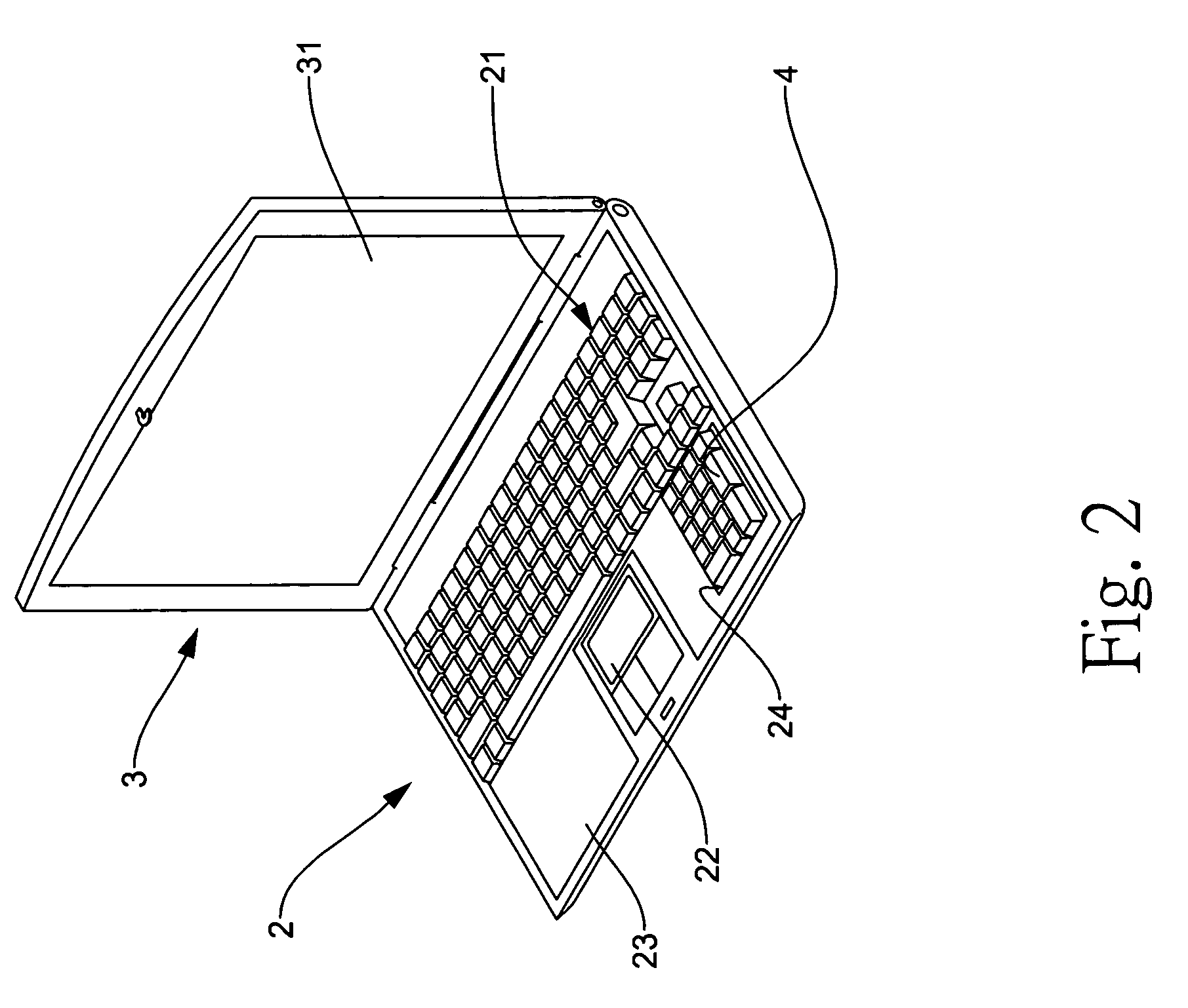 Notebook computer with an independent number and operation in putting device