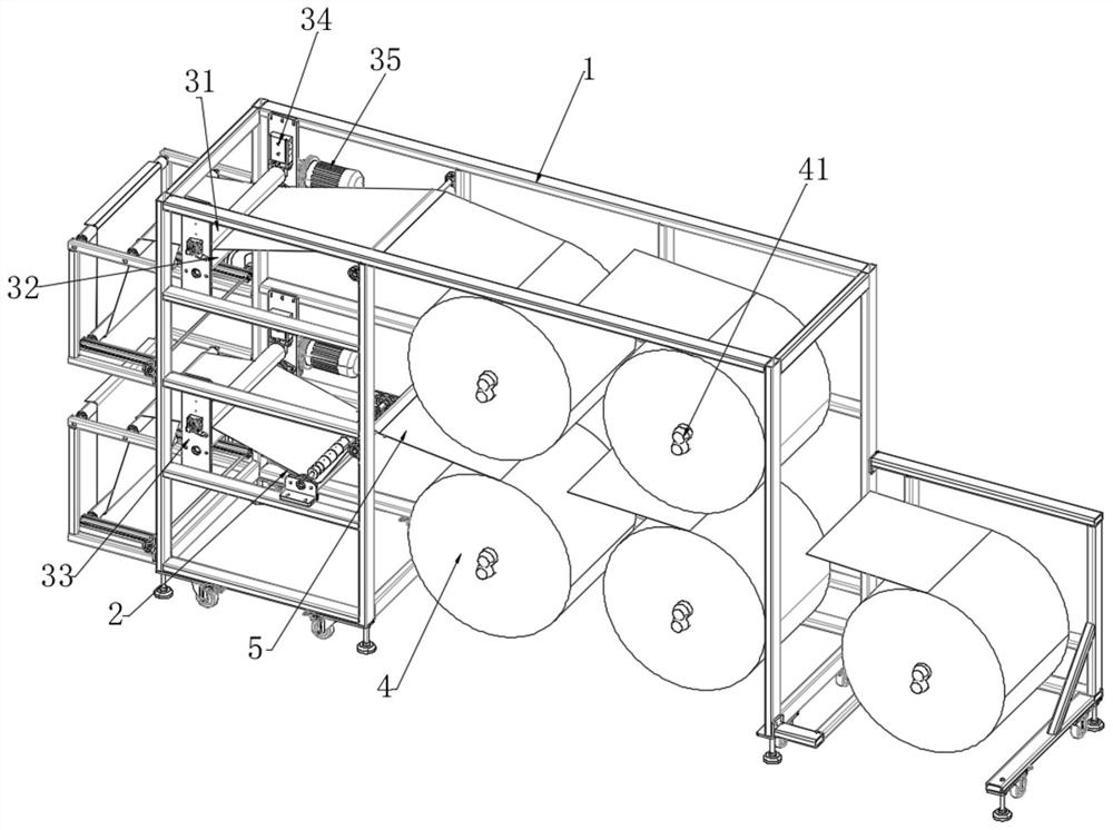 Feeding frame for abdominal pad processing