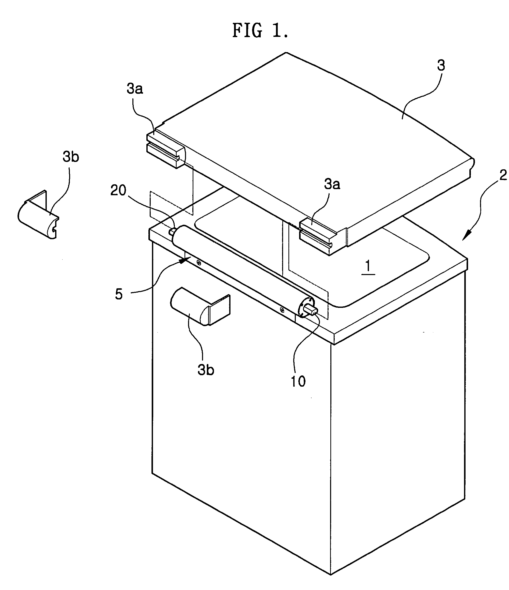 Hinge device for storage container and storage container having the same