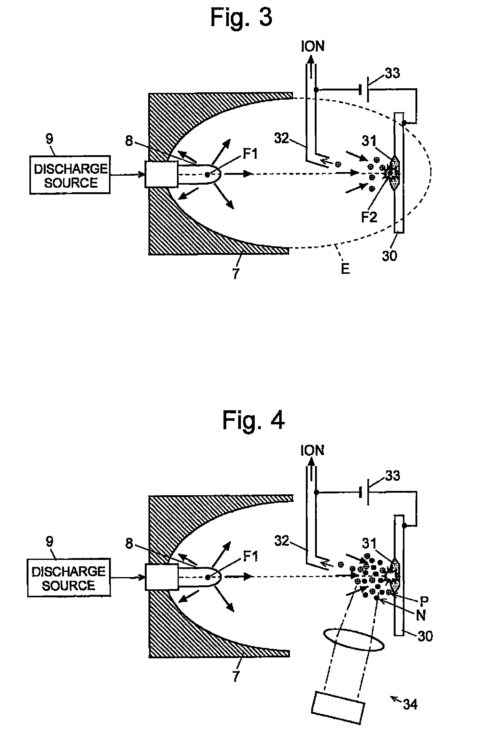 Ionization method and apparatus including applying converged shock waves to a spray