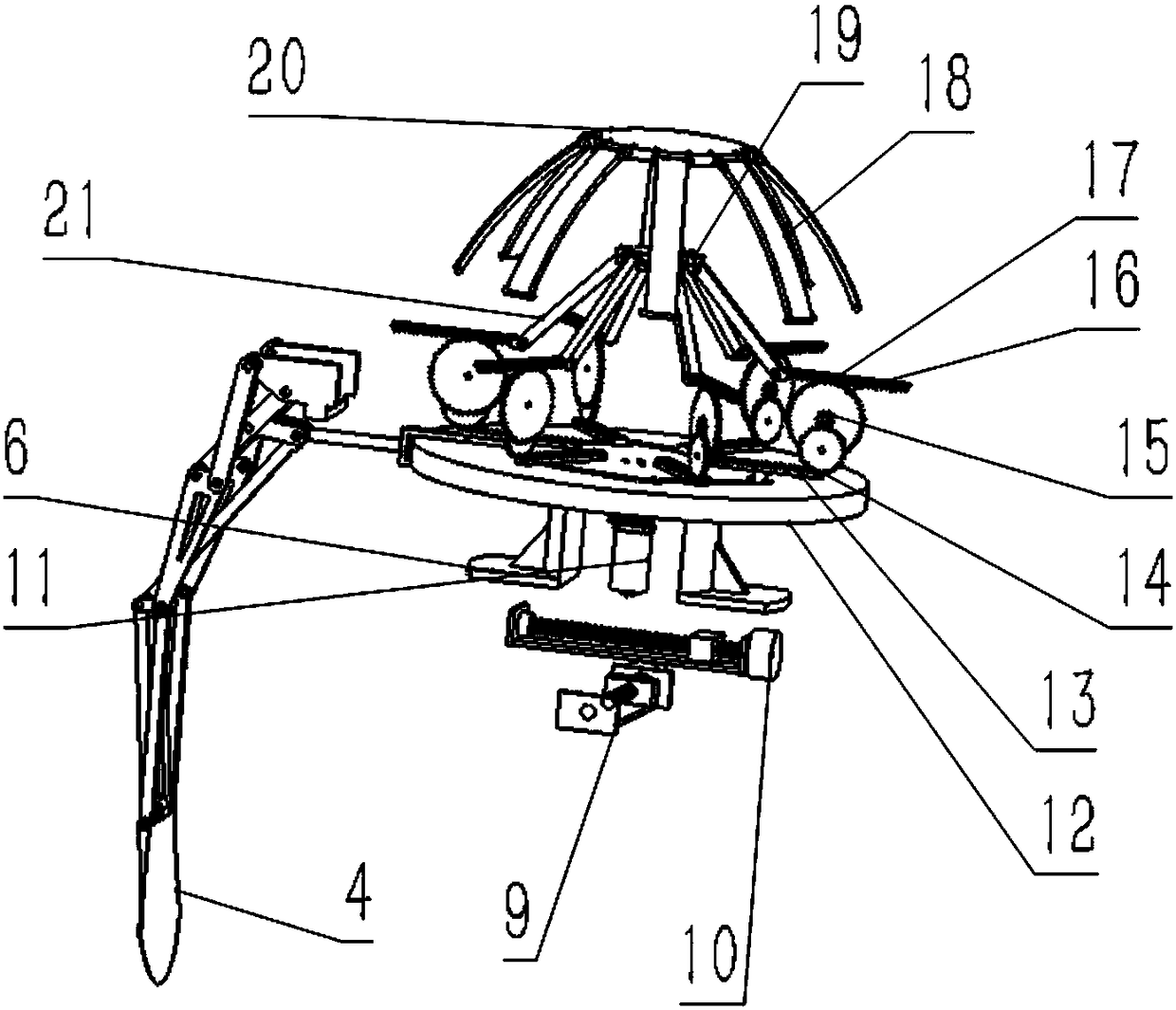 Deformable mechanical jellyfish based on cam-gear compound transmission