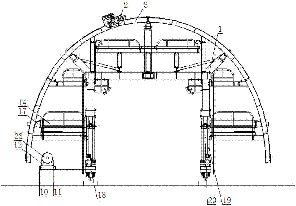 Jacking mechanism and trolley using same