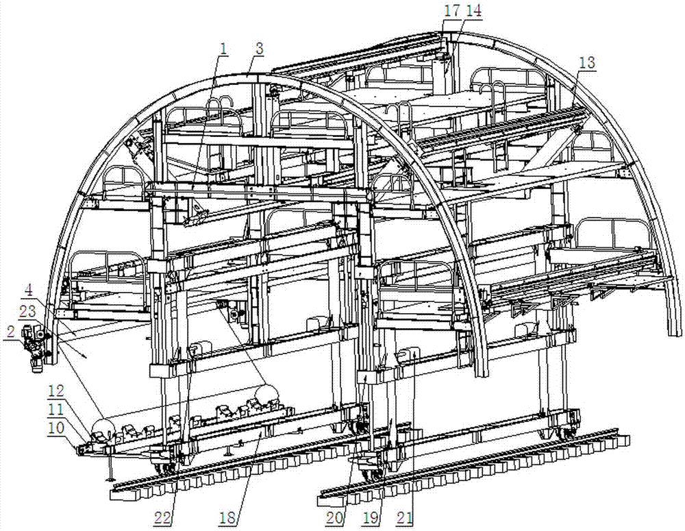 Jacking mechanism and trolley using same