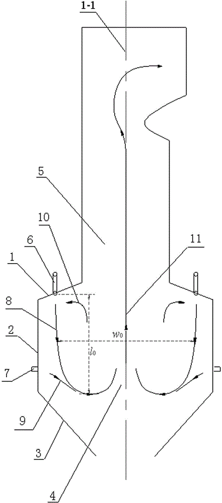 Low-NOx four-arch type W flame boiler for coupling air staging and fuel staging