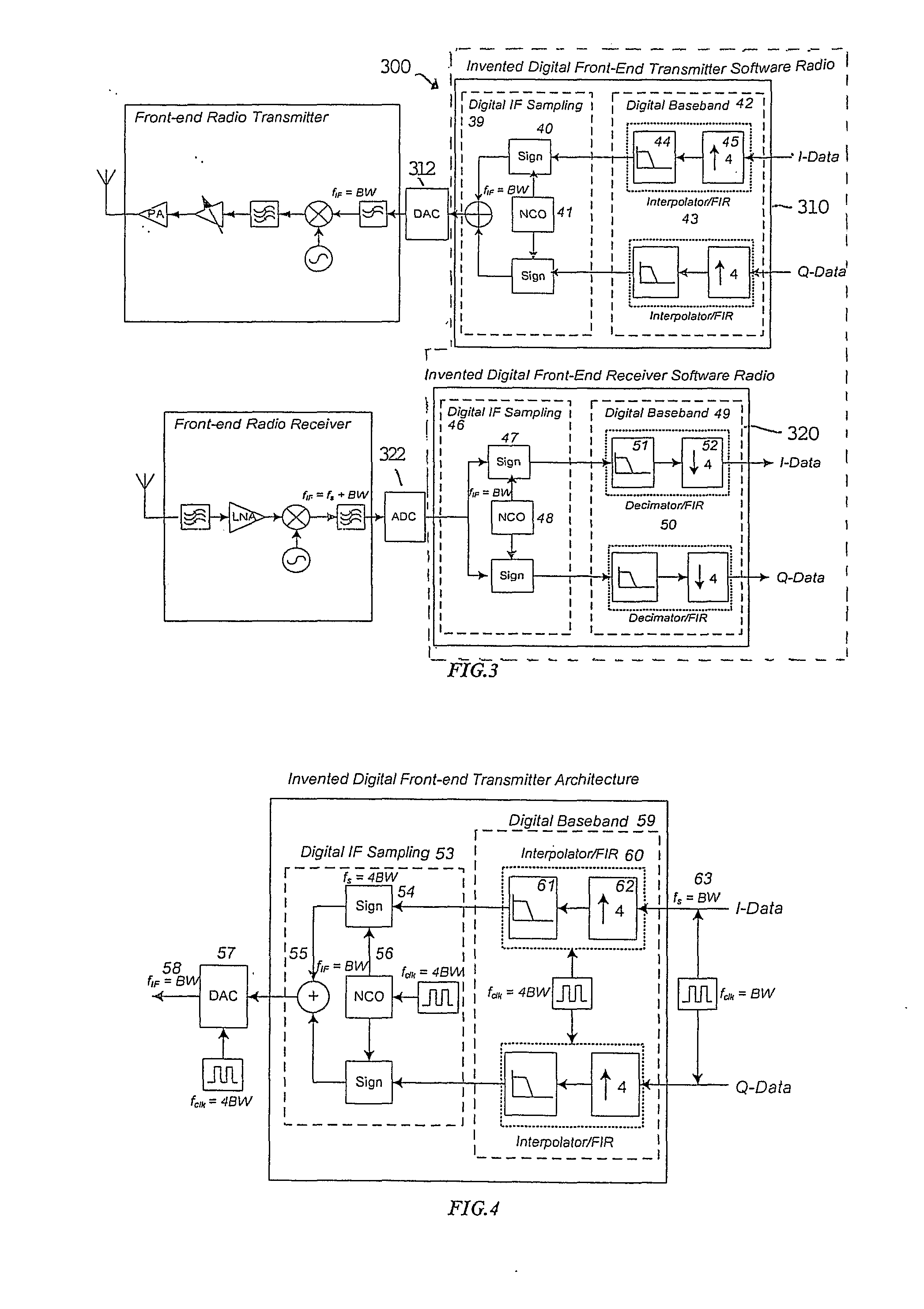 Tranceiver front end for software radio system