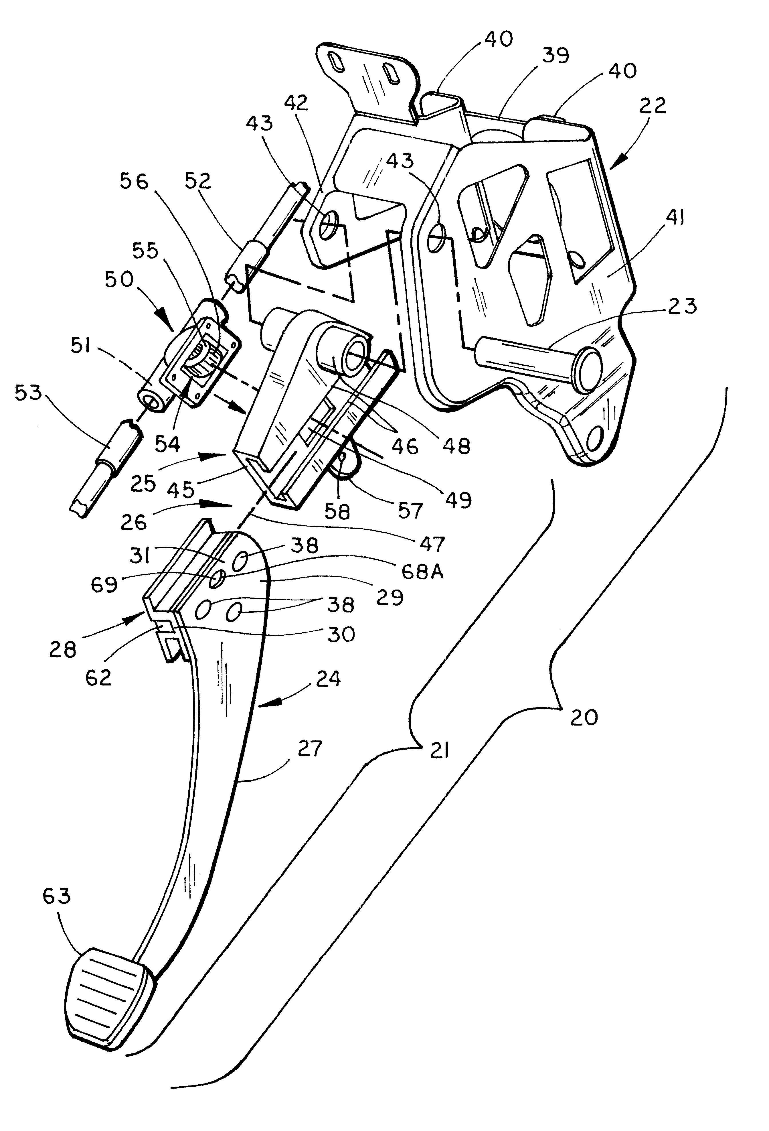 Pedal with tongued connection for improved torsional strength