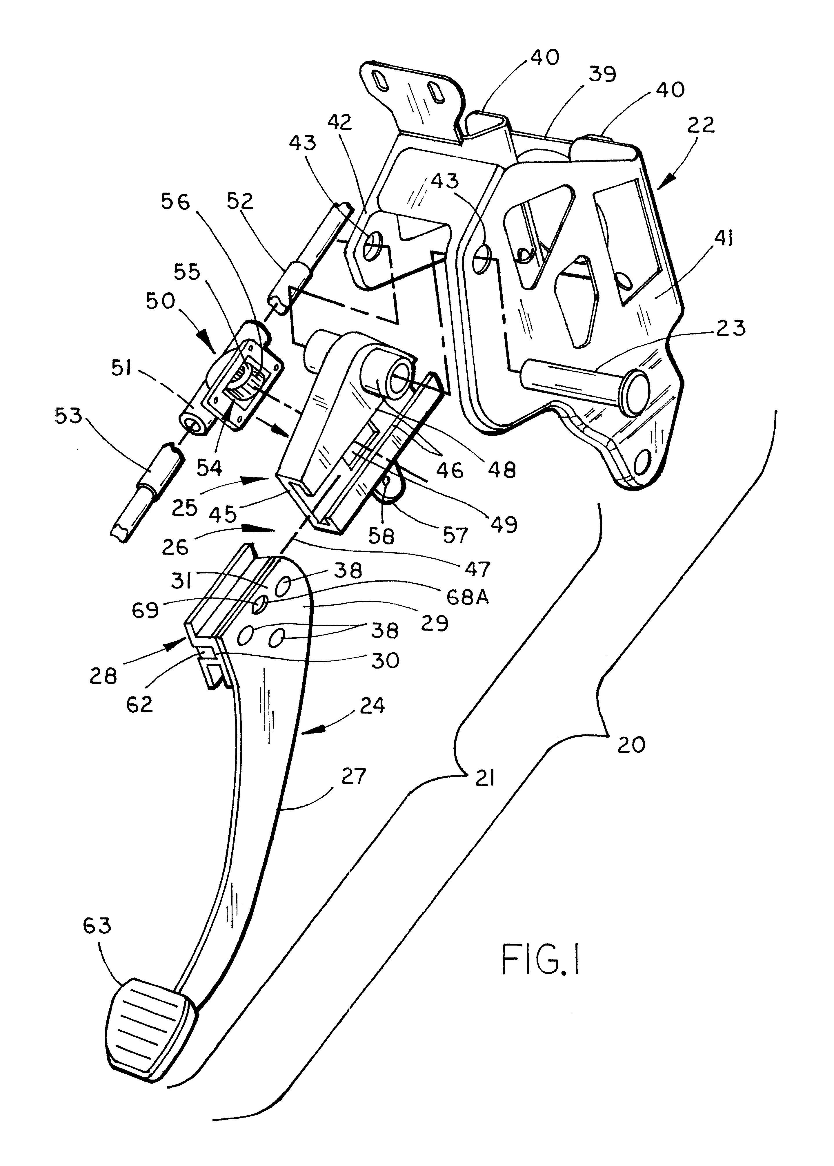 Pedal with tongued connection for improved torsional strength