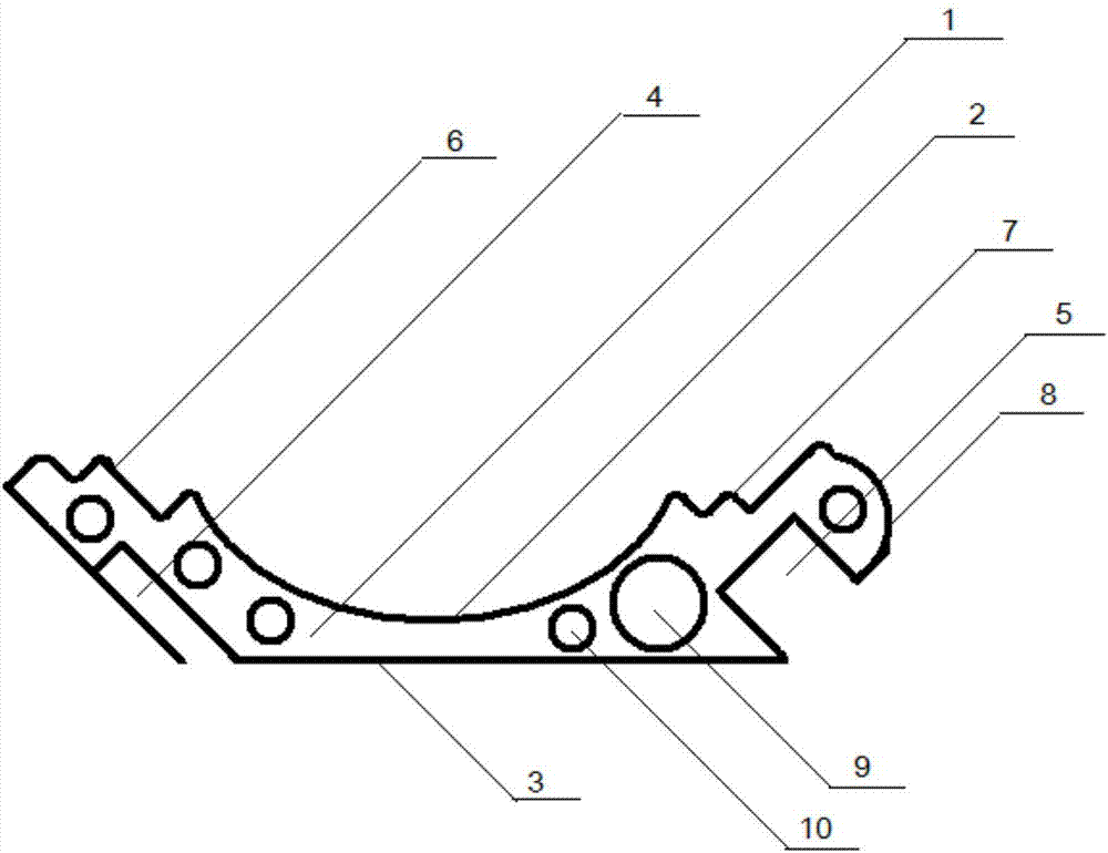 Hollow double-buckle concave-arc internal corner line pressed by stone powder