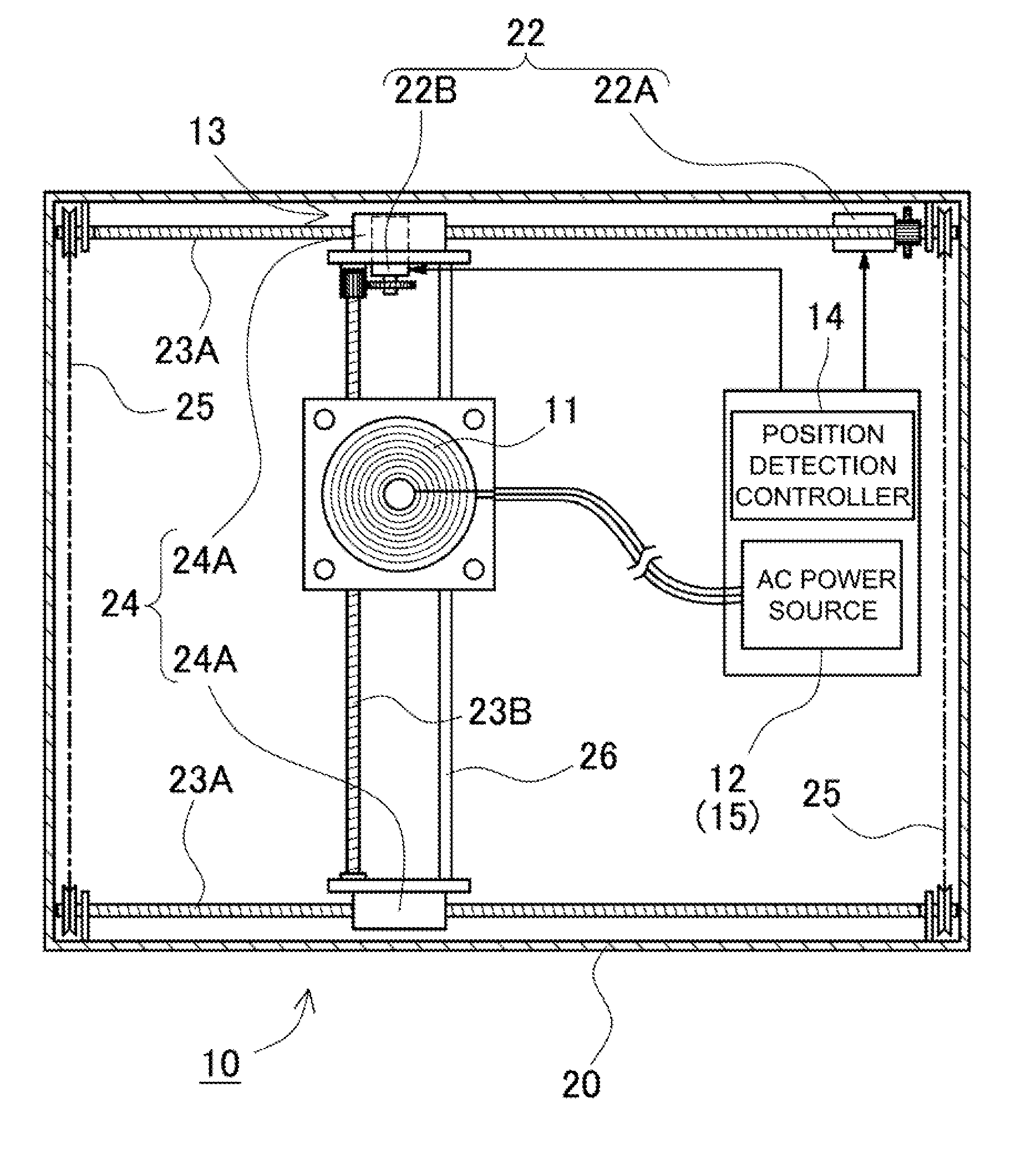 Device housing a battery and charging apparatus for contactless charging