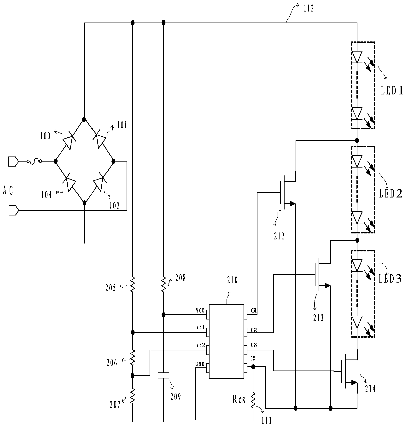 Non-overshoot LED linear constant current drive circuit