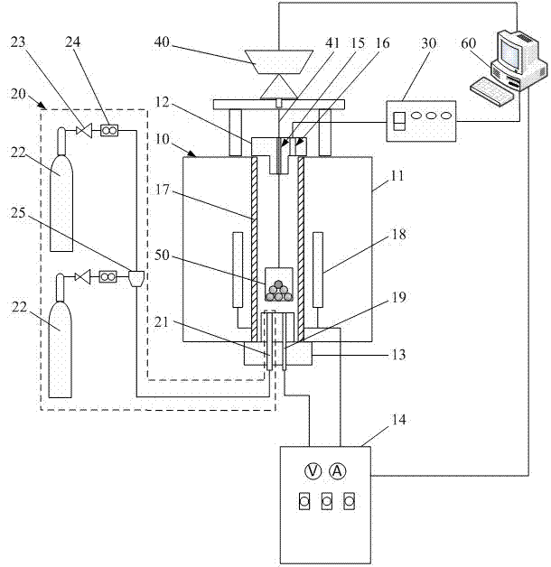 Experimental device and method for performing on-line monitoring on lump coal splitting decomposition