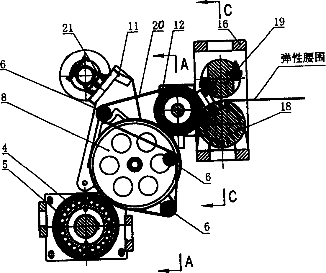 Device for cutting, extending and shifting elastic waistline