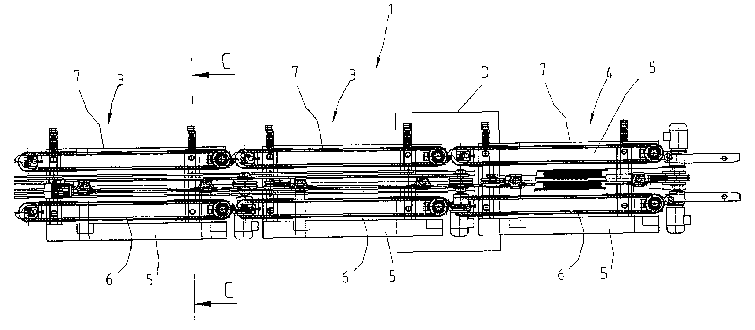 Machine for front joining and sticking of oblong wood workpieces by toothed front joints and referential procedure