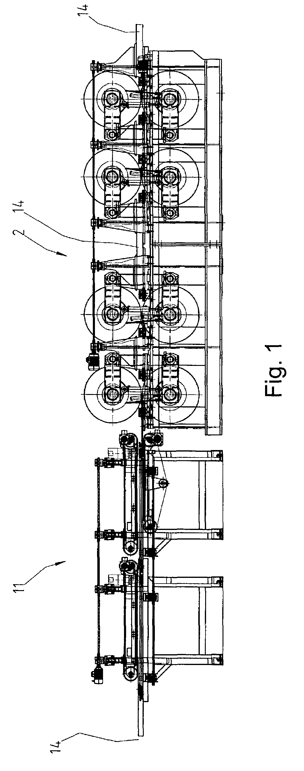 Machine for front joining and sticking of oblong wood workpieces by toothed front joints and referential procedure