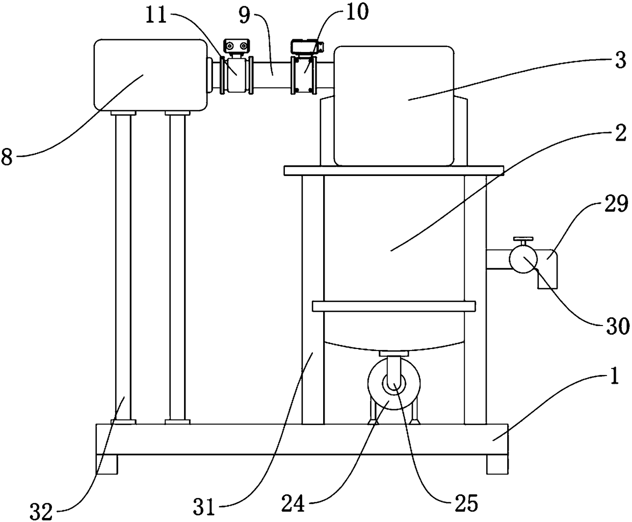 Rationed conveying and stirring equipment for blended raw materials for baijiu processing