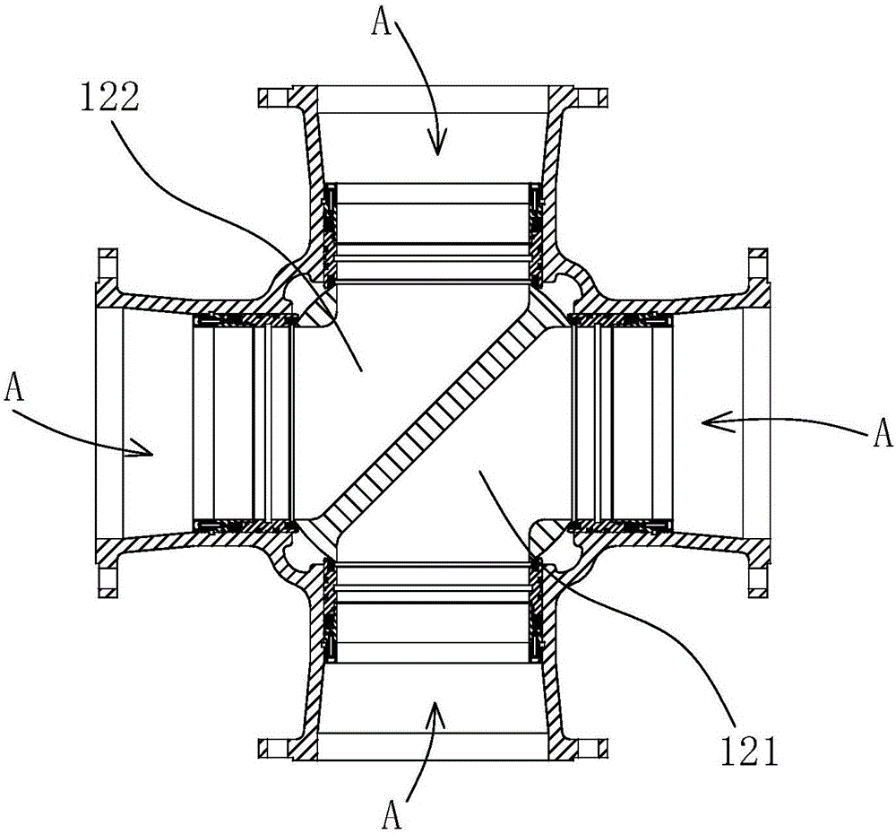 Four-way ball valve