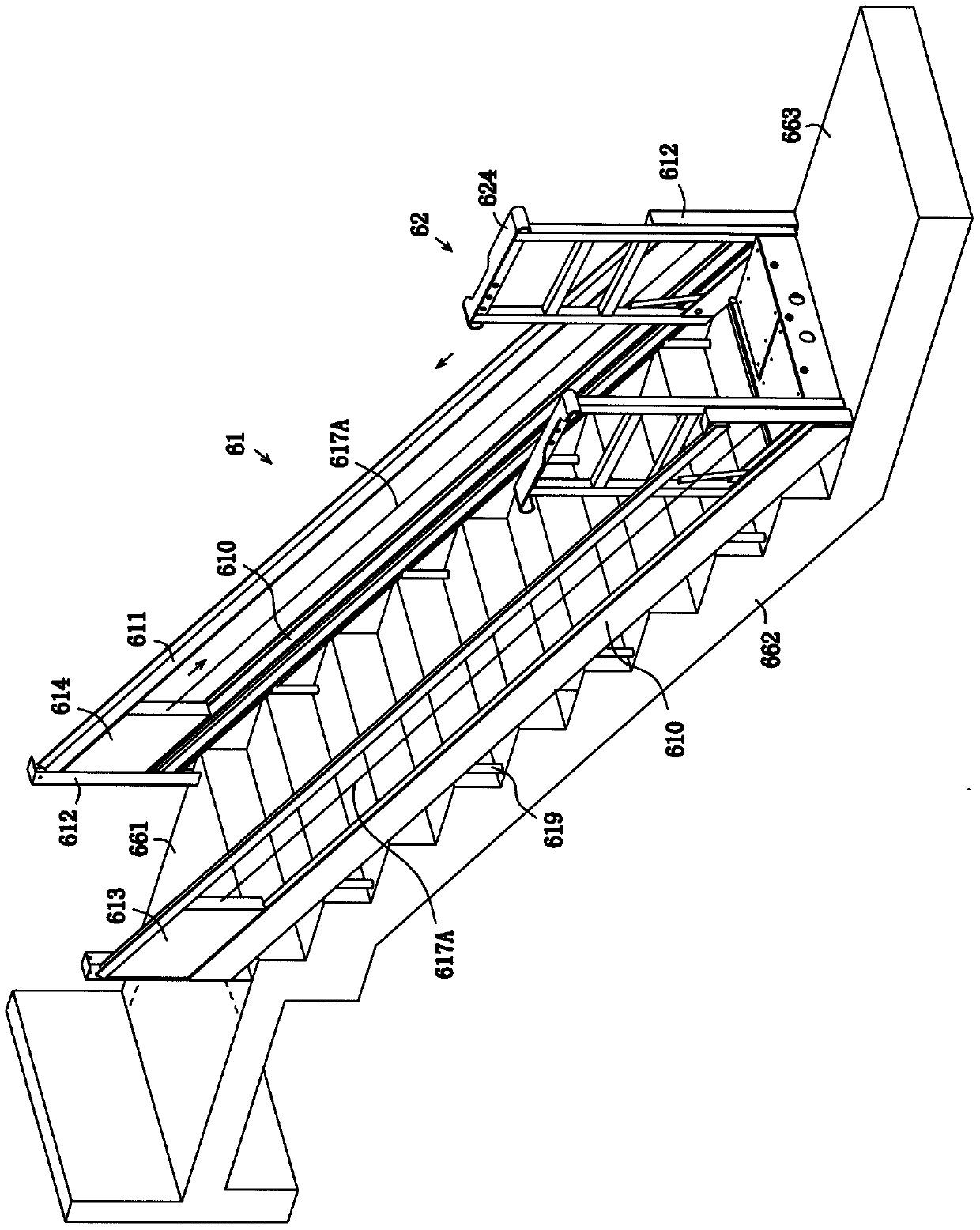 A corridor double escalator with a balance device