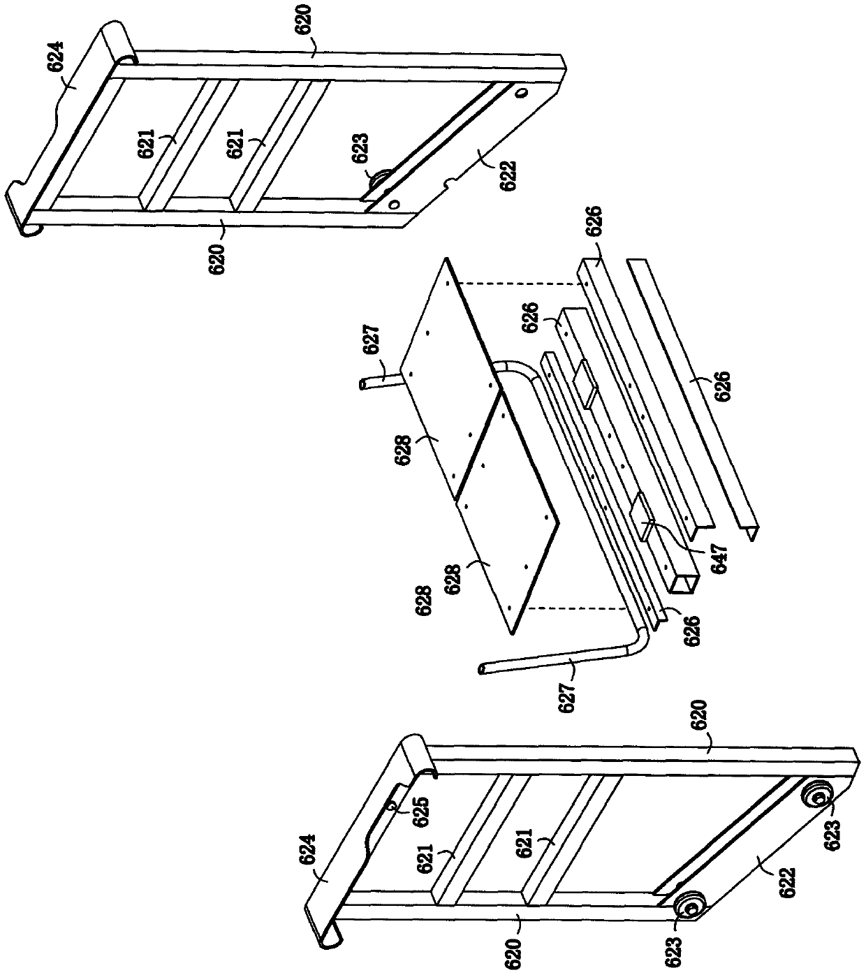 A corridor double escalator with a balance device