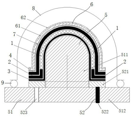 Crown-shaped composite material honeycomb interlayer antenna housing and forming tool and method thereof