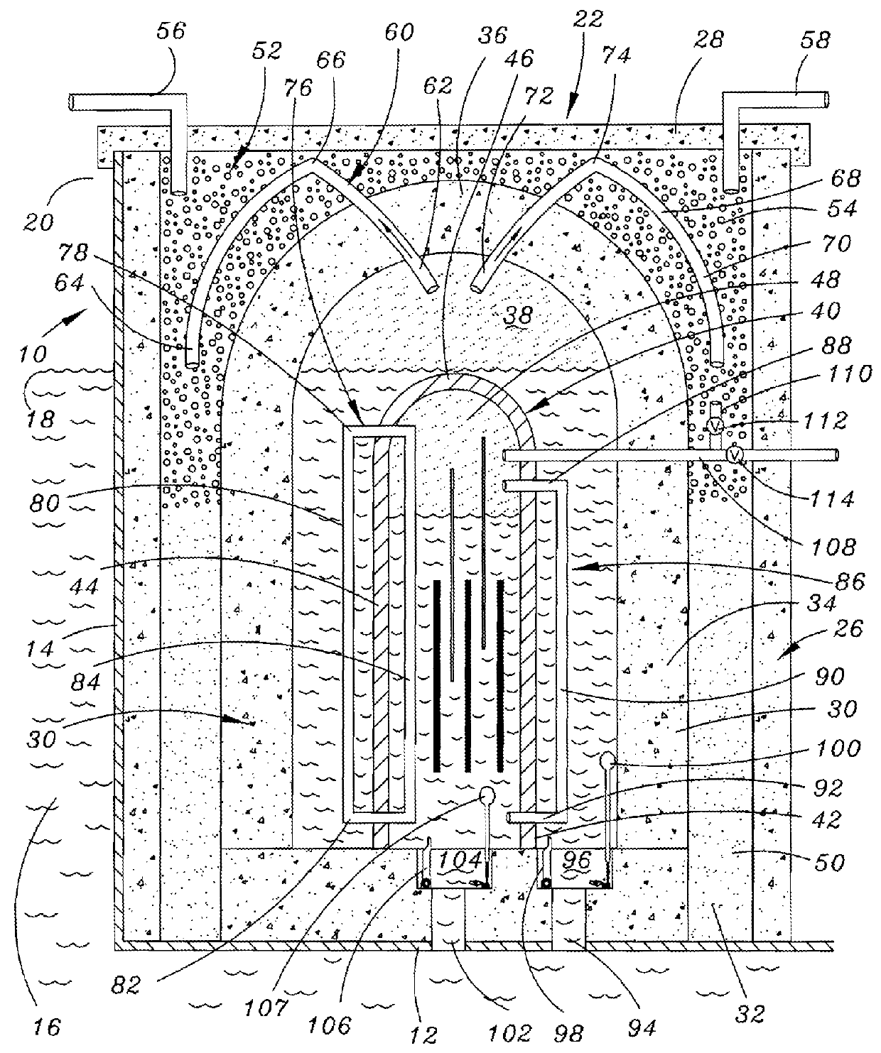 Floating nuclear power reactor with a self-cooling multiple component containment structure and an automatic radiation scrubbing containment structure