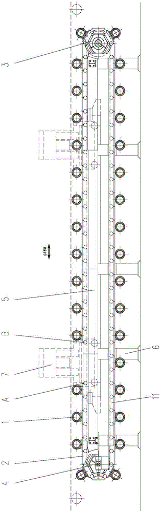 Roller way suitable for equipment movement