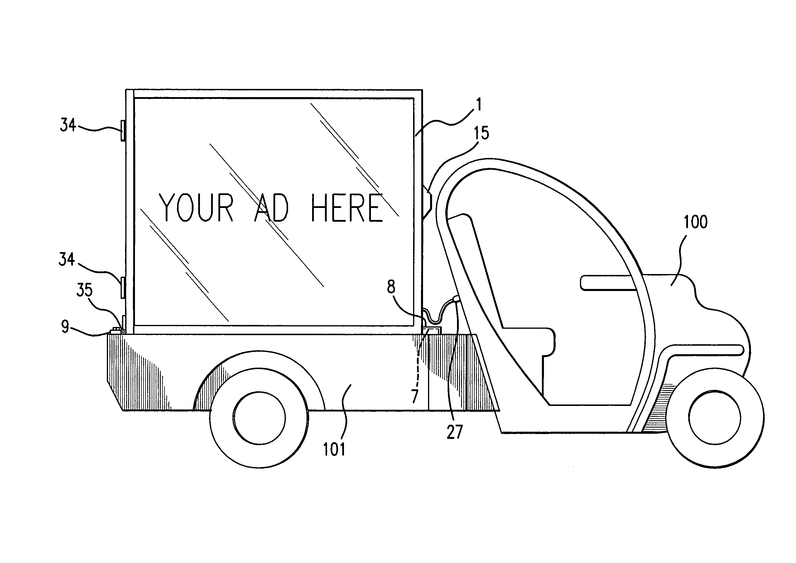 Low speed electric vehicle mobile advertising system