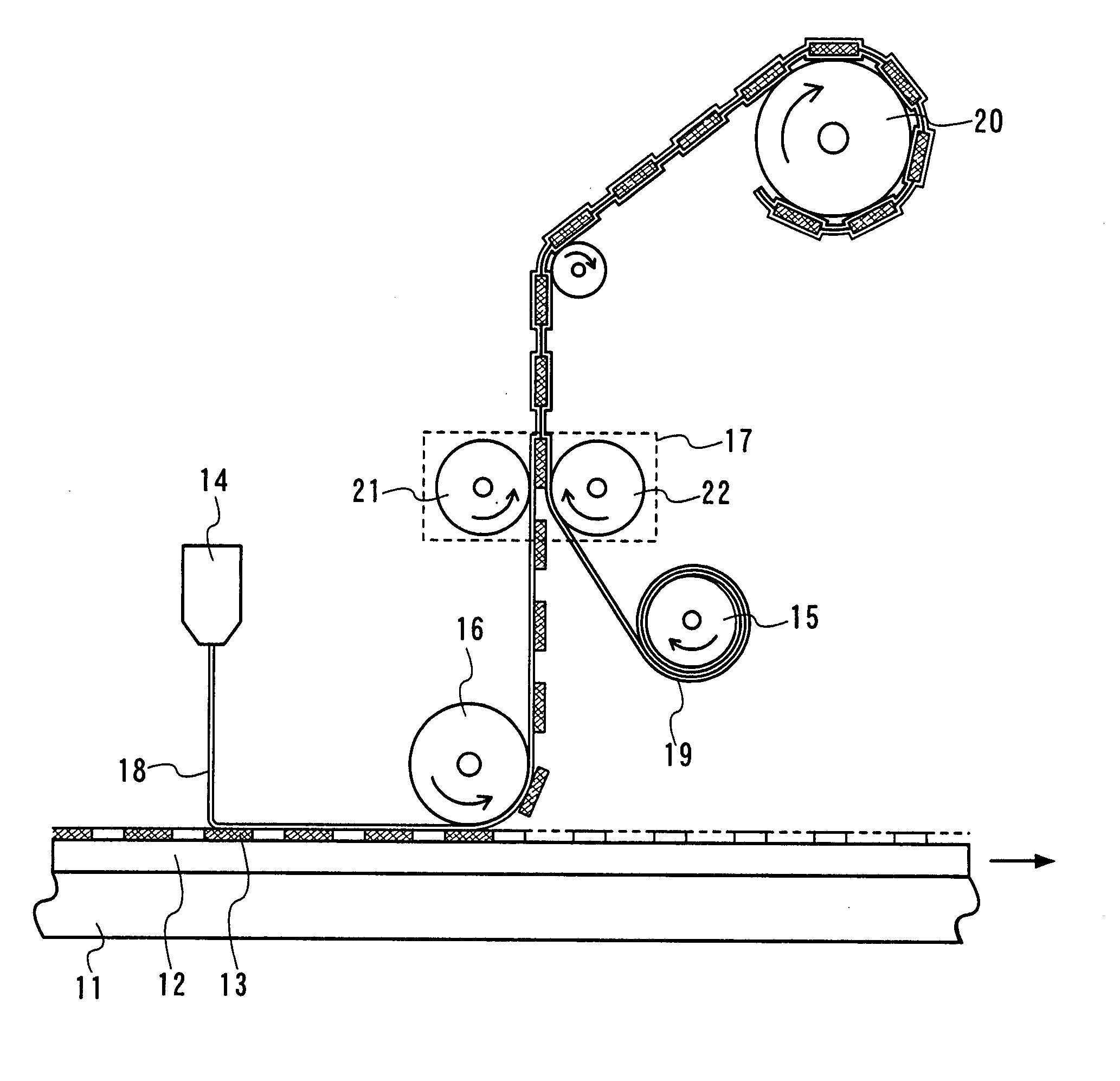 Laminating system, IC sheet, roll of IC sheet, and method for manufacturing IC chip