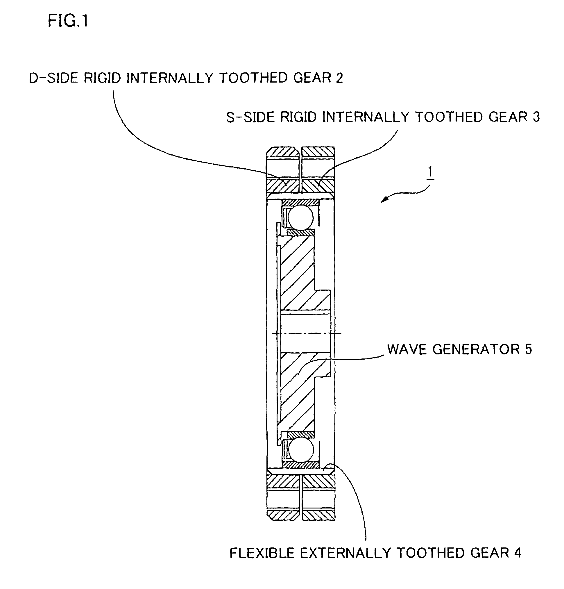 Method for setting gear tooth profile in flat wave gear device on side where gears have same number of teeth