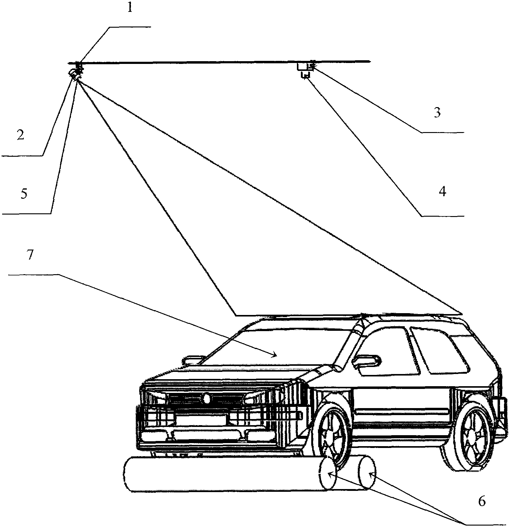 Body projection type commercial vehicle body length detection system based on active vision