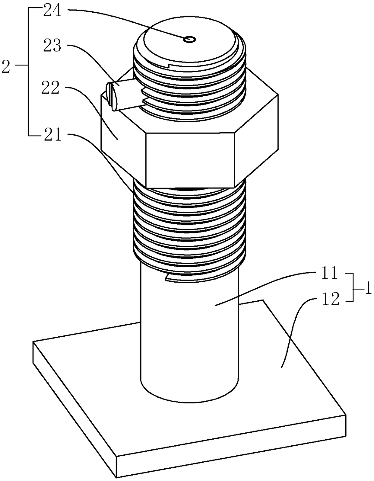 Antitheft foundation bolt for iron tower and application method of antitheft foundation bolt