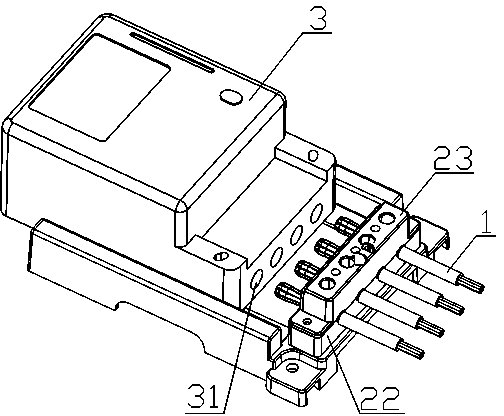 Internal spring type plug connector and electric energy meter