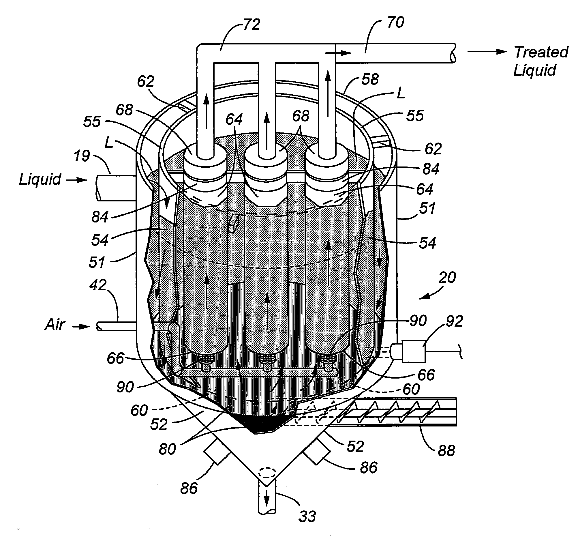 Method and apparatus for treatment of contaminated liquid