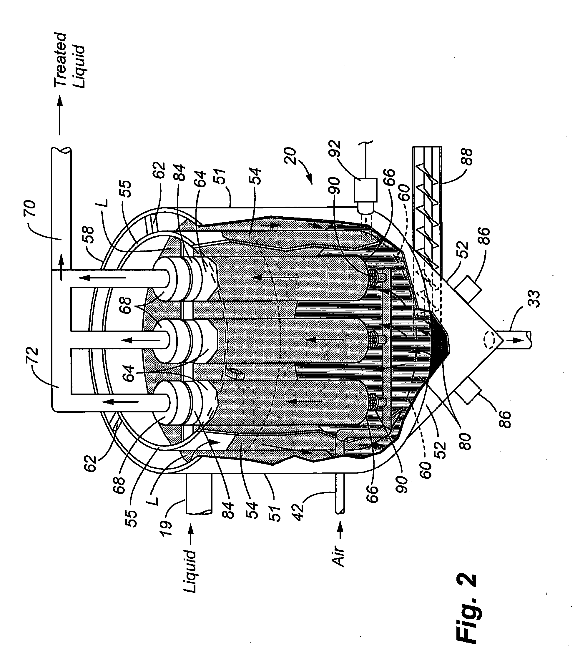 Method and apparatus for treatment of contaminated liquid