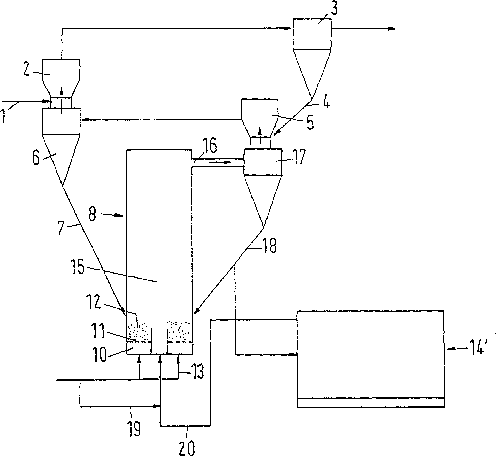 Method and plant for the heat treatment of solids containing iron oxide using a fluidized bed reactor