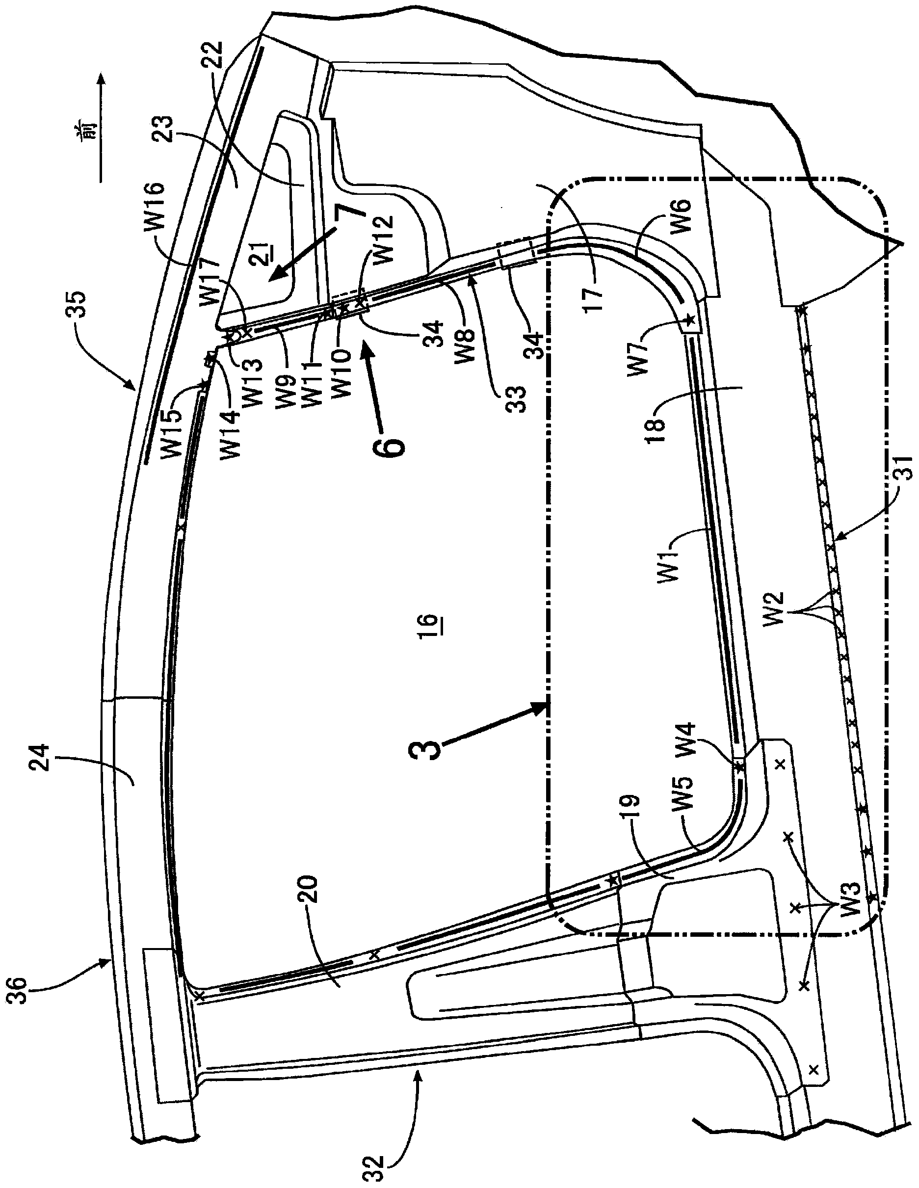 Welded structure for vehicle body panel