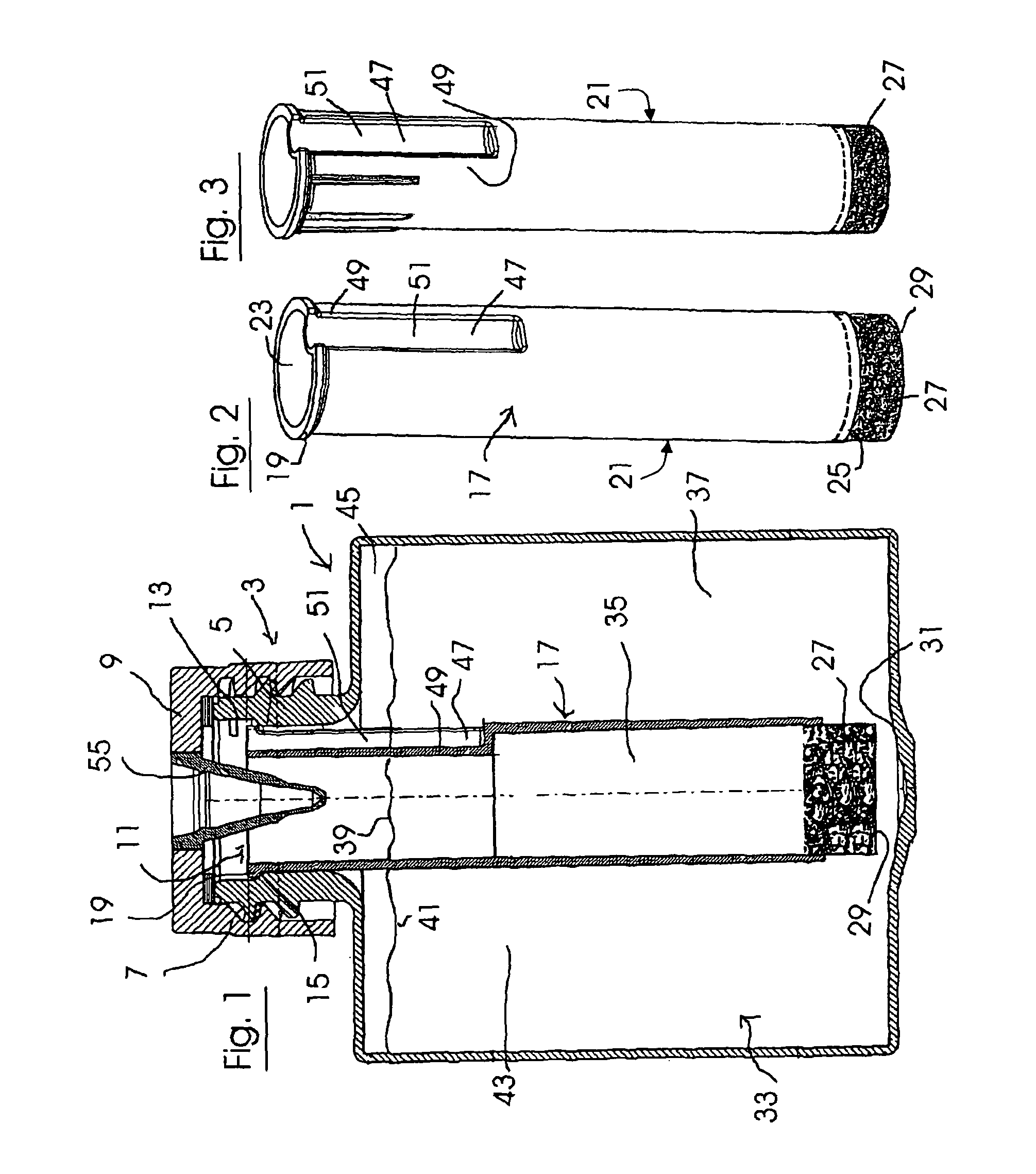 Liquid container with an extraction chimney