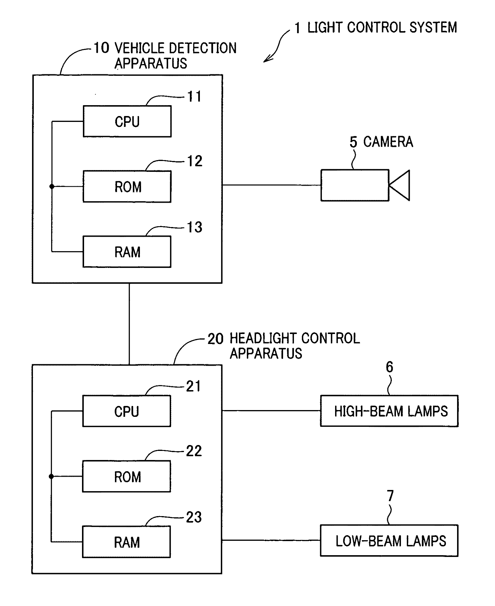 Vehicle detection apparatus, vehicle detection program and light control apparatus