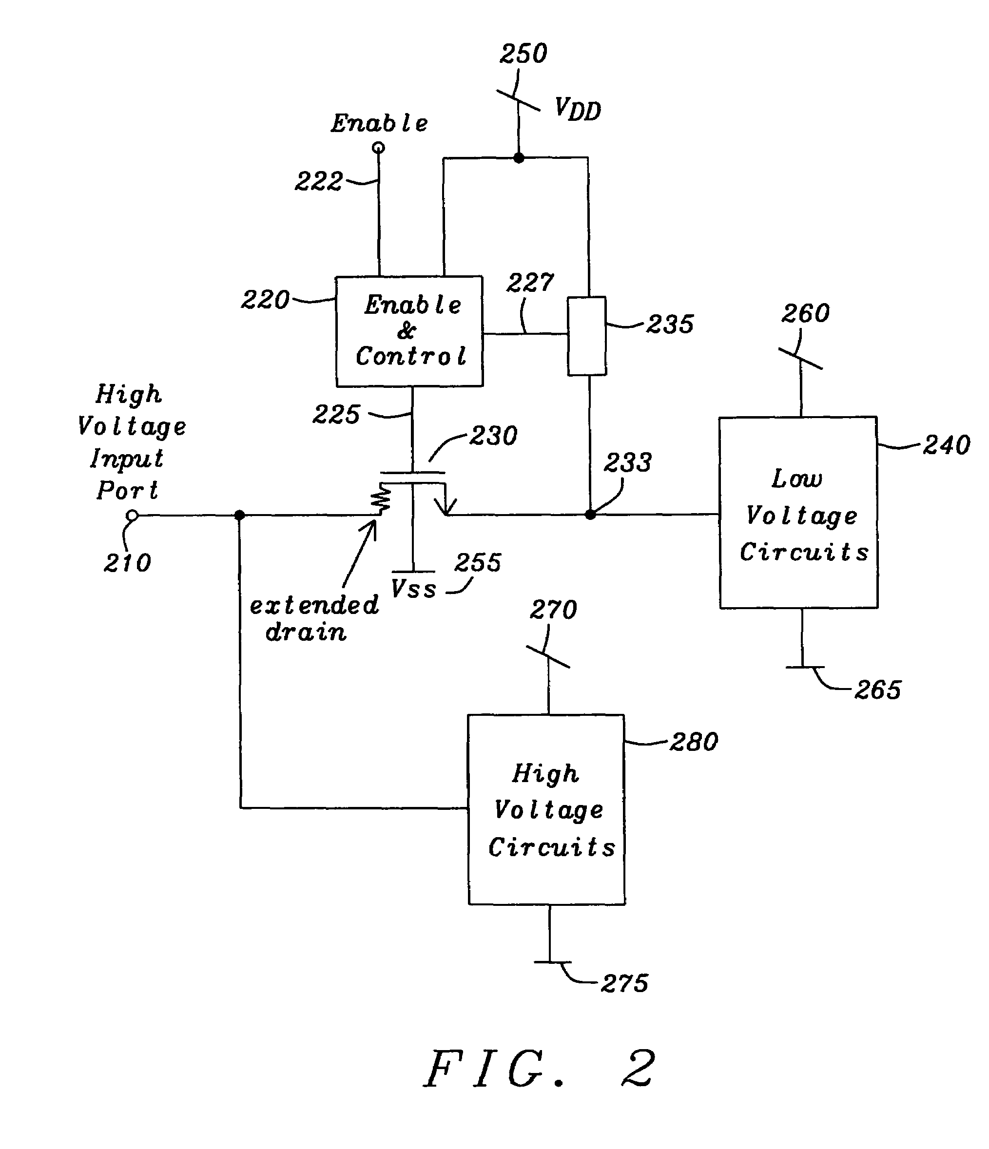 Digital CMOS-input with N-channel extended drain transistor for high-voltage protection