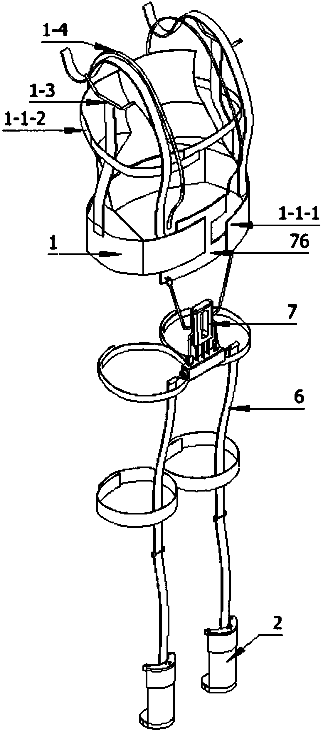 Support device acting on chest and abdomen