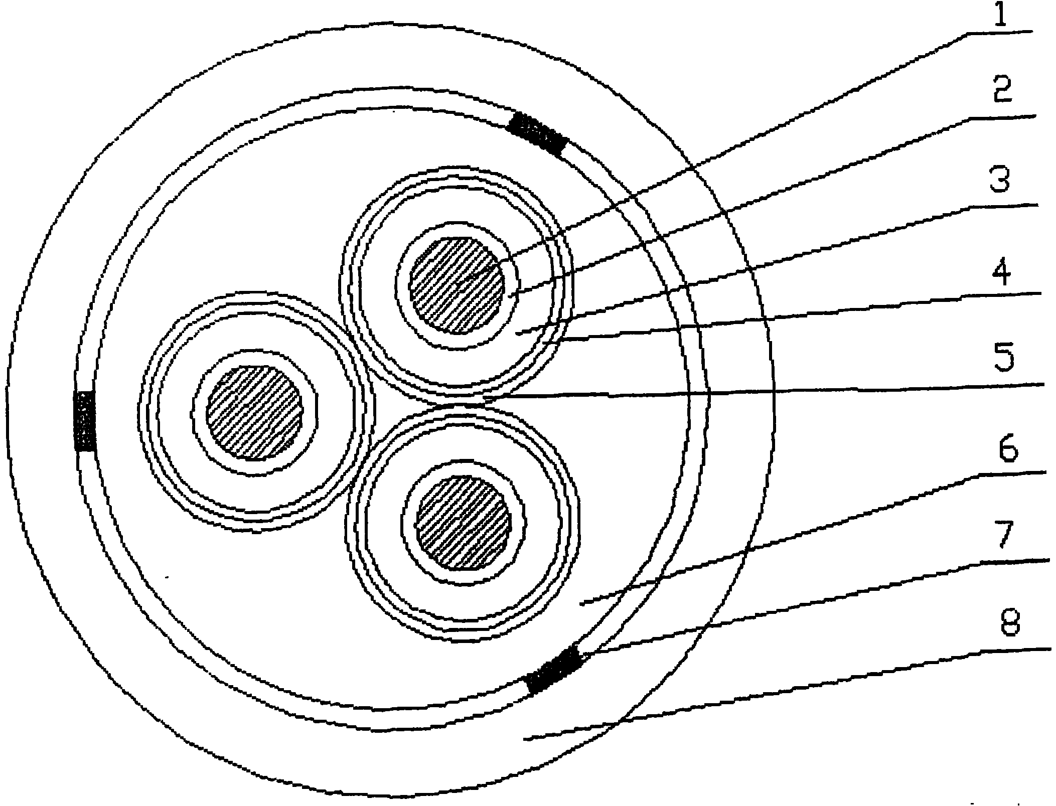 Production method of 8.7/10kV and below mining monitor rubber jacketed flexible cable