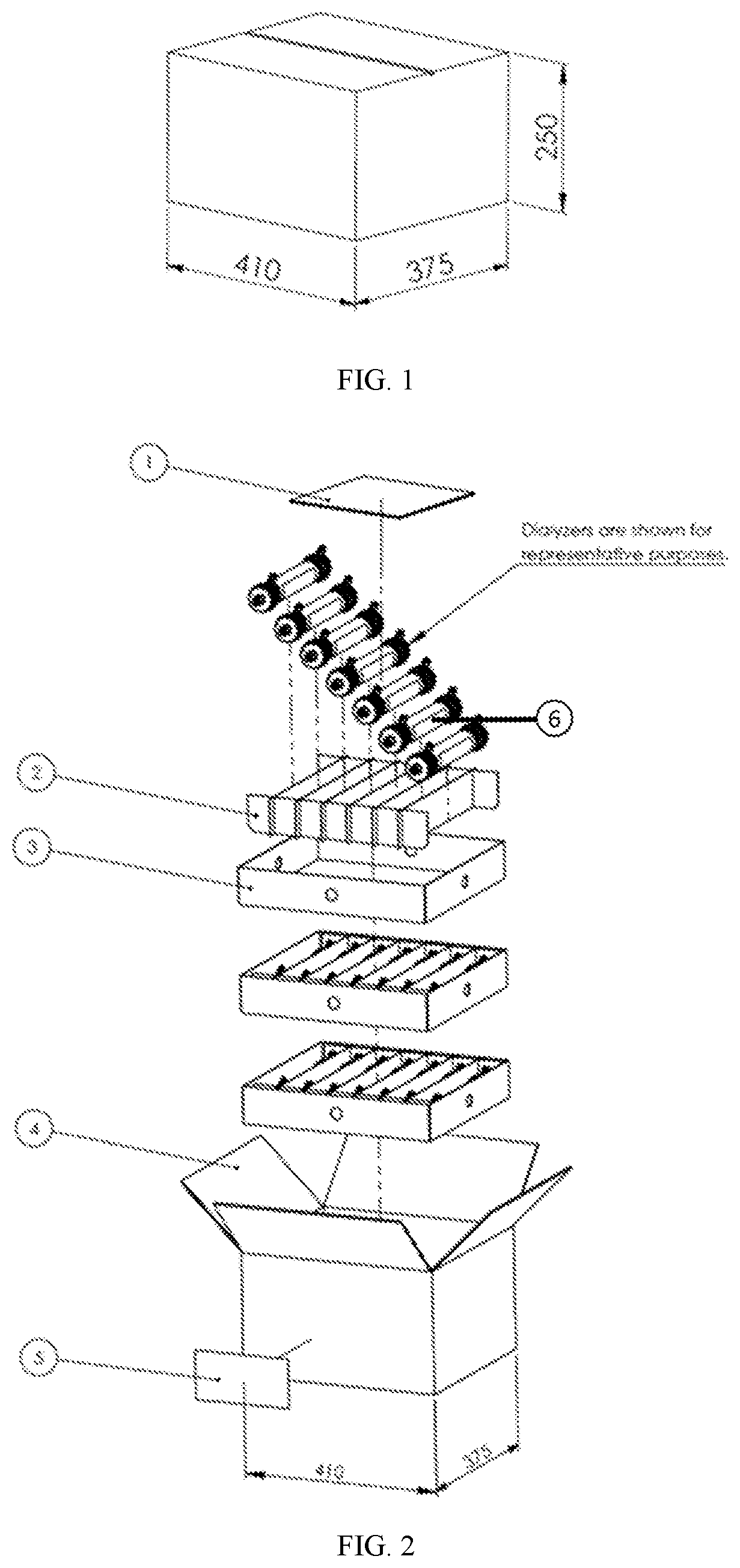 Secondary packaging container and method for hemodialysis dialyzers