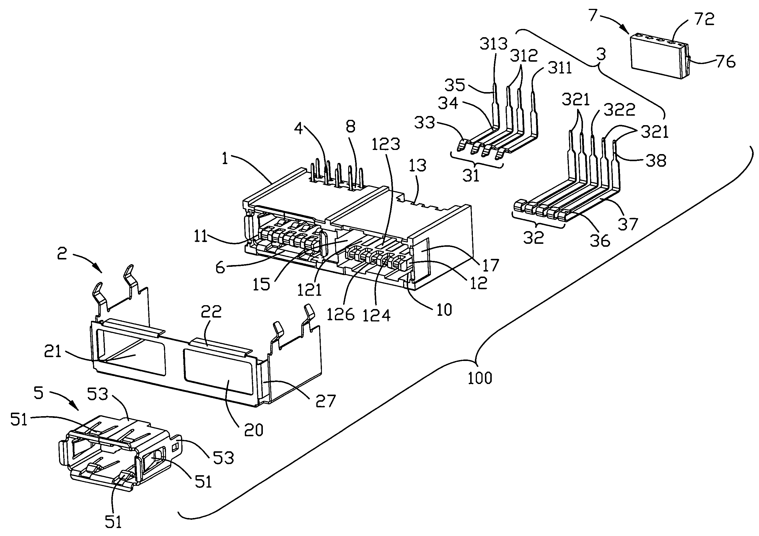 Electrical connector with improved contacts arrangement