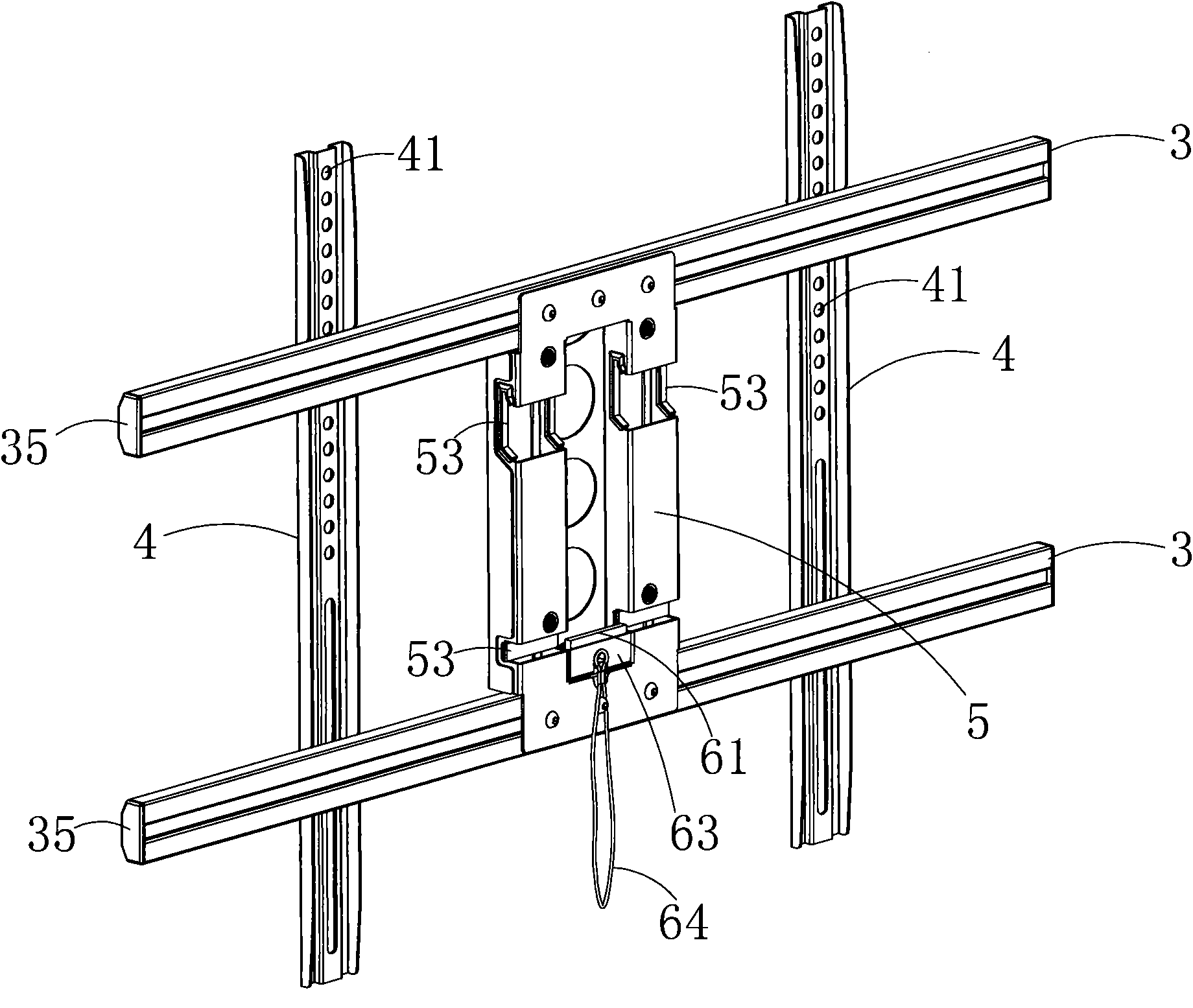 Flat-panel display hanging bracket capable of realizing fast and accurate alignment