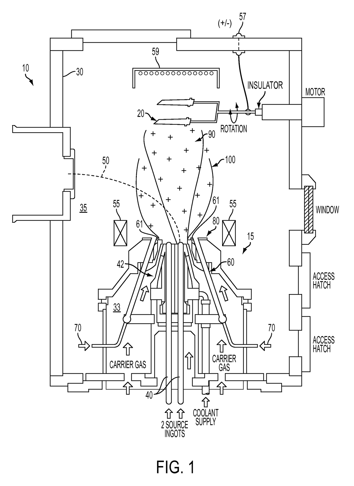 Coaxial hollow cathode plasma assisted directed vapor deposition and related method thereof