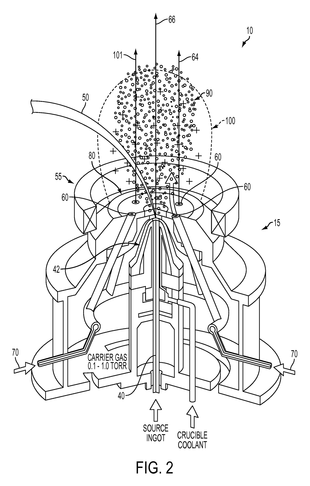 Coaxial hollow cathode plasma assisted directed vapor deposition and related method thereof